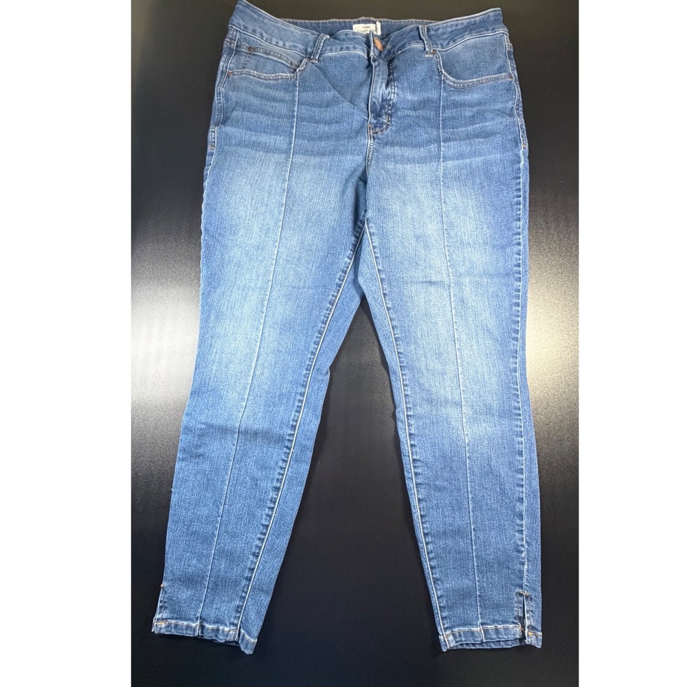 Maurices Everflex Super Skinny Ankle Jeans Front Seam High Rise Blue 18W REG K16
